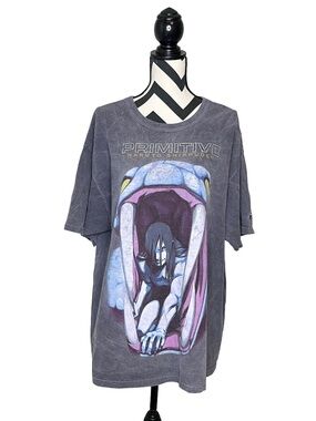 Champion Naruto Primitive Sz L Rhinestone Distressed Heavyweight Cotton T-Shirt